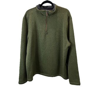 G H Bass & Co Mens Fleece Quarter Zip Long Sleeve Green Sweater Size XXL